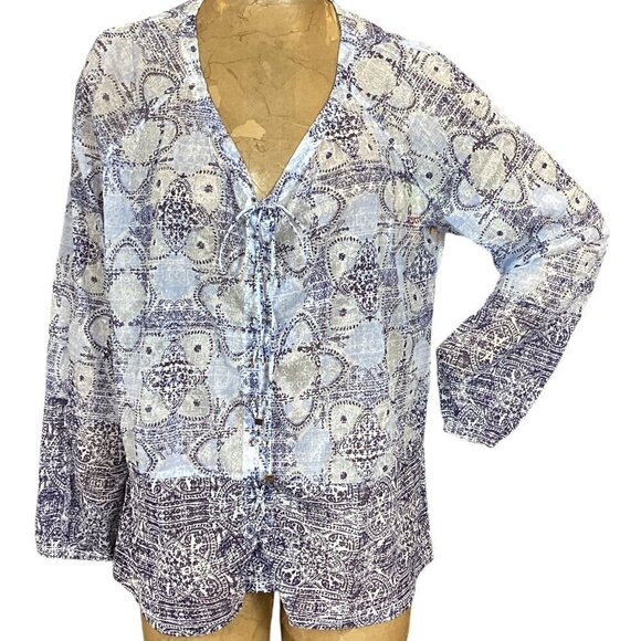 INC International Concepts Lace-up Sheer Shimmer Blouse Plus Sz 2X #308A - Picture 1 of 7